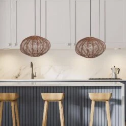 13.5" 1-Light Linnea Pendant Rattan Brown - River Of Goods -Adesso Shop GUEST 2c69d96d 77c0 4b01 9125 f559b89f0fc2