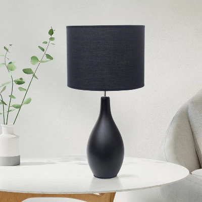 18.11" Traditional Standard Ceramic Dewdrop Table Desk Lamp With Matching Fabric Shade Black - Creekwood Home 8 18.11" Traditional Standard Ceramic Dewdrop Table Desk Lamp With Matching Fabric Shade Black - Creekwood Home - Image 8