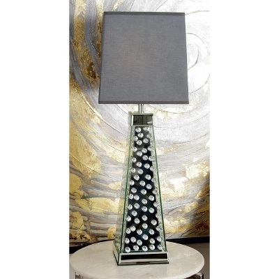 Contemporary Glass Mirrored Table Lamp Silver - Olivia & May 1 Contemporary Glass Mirrored Table Lamp Silver - Olivia & May