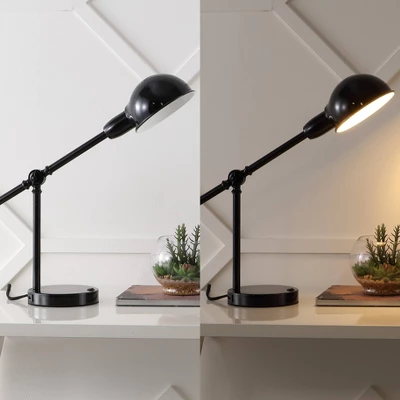 20.25" Curtis Vintage Industrial Iron Adjustable Dome Shade Task Lamp With USB Charging Port (Includes LED Light Bulb) - JONATHAN Y 3 20.25" Curtis Vintage Industrial Iron Adjustable Dome Shade Task Lamp With USB Charging Port (Includes LED Light Bulb) - JONATHAN Y - Image 3