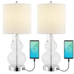 (Set Of 2) 22" Cora Classic Vintage Glass LED Table Lamp With USB Charging Port (Includes LED Light Bulb) - JONATHAN Y -Adesso Shop GUEST 2d50bb2d 51a6 452f b179 77ca7631cf80