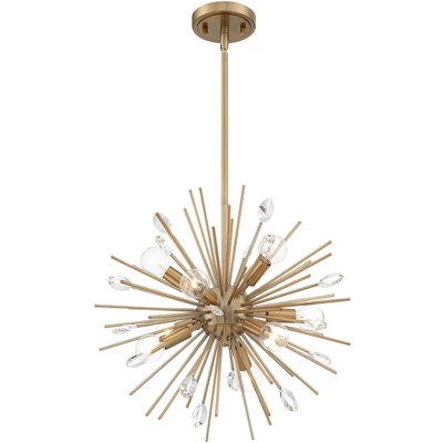Possini Euro Design Janae Warm Gold Sputnik Chandelier 18" Wide Modern Crystal 9-Light Fixture For Dining Room House Foyer Kitchen Island Entryway 5 Possini Euro Design Janae Warm Gold Sputnik Chandelier 18" Wide Modern Crystal 9-Light Fixture For Dining Room House Foyer Kitchen Island Entryway - Image 5