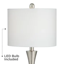 360 Lighting Gerson Modern Table Lamps 24" High Set Of 2 Brushed Nickel With Dimmers LED White Drum Shade For Bedroom Living Room Bedside Nightstand -Adesso Shop GUEST 2e9b6b00 ca40 4393 9fce 8f365e4d500c