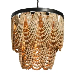 Metal Chandelier With Draped Wood Beads Light Beige - Storied Home -Adesso Shop GUEST 2ece3177 bfce 4481 a9ee 97bdca07ef2a