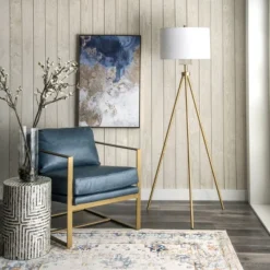 NuLOOM Wales 66" Metal Floor Lamp Lighting - Gold 66" H X 20" W X 20" D -Adesso Shop GUEST 2f596f41 b7a5 4270 be7e 4fb161739046