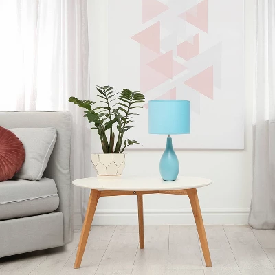 18.11" Traditional Standard Ceramic Dewdrop Table Desk Lamp With Matching Fabric Shade Blue - Creekwood Home 5 18.11" Traditional Standard Ceramic Dewdrop Table Desk Lamp With Matching Fabric Shade Blue - Creekwood Home - Image 5