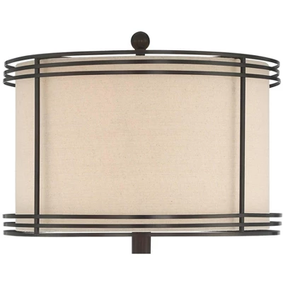 Barnes And Ivy Henson Industrial Floor Lamp 63" Tall Bronze With LED Nightlight Earthy Fabric Drum Shade For Living Room Bedroom Office House Home 2 Barnes And Ivy Henson Industrial Floor Lamp 63" Tall Bronze With LED Nightlight Earthy Fabric Drum Shade For Living Room Bedroom Office House Home - Image 2