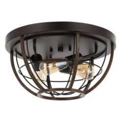 15.75" 3-Light Lyla Rustic Farmhouse Iron LED Flush Mount Wood Finished/Oil Rubbed Bronze - JONATHAN Y 14 15.75" 3-Light Lyla Rustic Farmhouse Iron LED Flush Mount Wood Finished/Oil Rubbed Bronze - JONATHAN Y -Adesso Shop GUEST 306c08cf ee6a 4e7e 864c d65d0ea03287