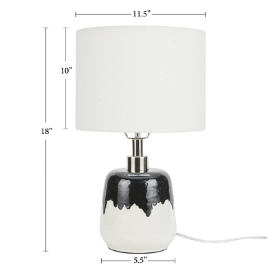 18" Black/White Abstract Splash Ceramic Table Lamp - Nourison 6 18" Black/White Abstract Splash Ceramic Table Lamp - Nourison - Image 6