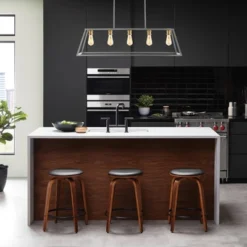 38" LED 5-Light Floyd Iron Adjustable LED Pendant Gray/Brass - JONATHAN Y -Adesso Shop GUEST 310cd313 07d3 4ae5 a74e 6a9b1f82e85c