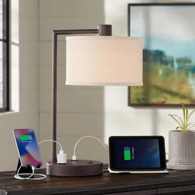 360 Lighting Colby Bronze Finish Desk Lamps Set Of 2 With Outlets And USB Ports 8 360 Lighting Colby Bronze Finish Desk Lamps Set Of 2 With Outlets And USB Ports - Image 8