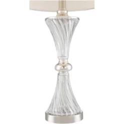 Regency Hill Luca Modern Table Lamps 25 1/2" High Set Of 2 Clear Glass With USB Charging Ports Dimmers White Fabric Drum Shade For Bedroom House Desk -Adesso Shop GUEST 31dc60d0 0668 4a60 8beb b60e4d75ea2d