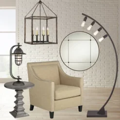 Franklin Iron Works Knox Industrial Desk Lamp 24" High Oil Rubbed Bronze LED Cage Glass Shade For Bedroom Living Room Bedside Nightstand Office House -Adesso Shop GUEST 32ad0c14 eb10 45a6 b7a6 4b4e4a34925d