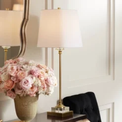 Regency Hill Julia 29 1/2" Tall Skinny Buffet Traditional End Table Lamps Set Of 2 Gold Clear Crystal Metal Living Room Bedroom Bedside White Shade -Adesso Shop GUEST 33278ed2 45d0 41cc b7d3 3810d324d8e2