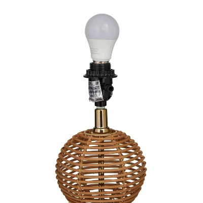 Bohemian Wicker Table Lamp Brown - Olivia & May 4 Bohemian Wicker Table Lamp Brown - Olivia & May - Image 4