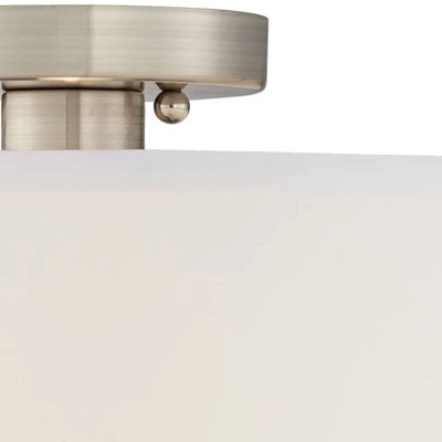 360 Lighting Adams Modern Ceiling Light Semi Flush Mount Fixtures 14" Wide Set Of 2 Brushed Nickel White Fabric Drum For Bedroom Kitchen Living Room 2 360 Lighting Adams Modern Ceiling Light Semi Flush Mount Fixtures 14" Wide Set Of 2 Brushed Nickel White Fabric Drum For Bedroom Kitchen Living Room - Image 2