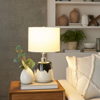 18" Black/White Abstract Splash Ceramic Table Lamp - Nourison 7 18" Black/White Abstract Splash Ceramic Table Lamp - Nourison - Image 7