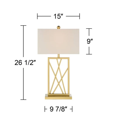 360 Lighting Claudia 26 1/2" Tall Square Modern Glam Luxe Table Lamp Gold Finish Metal Single White Shade Living Room Bedroom Bedside Nightstand House 5 360 Lighting Claudia 26 1/2" Tall Square Modern Glam Luxe Table Lamp Gold Finish Metal Single White Shade Living Room Bedroom Bedside Nightstand House - Image 5