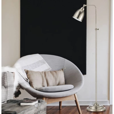 46" X 62" Adjustable Height With Metal Floor Lamp Brushed Steel - Cal Lighting 1 46" X 62" Adjustable Height With Metal Floor Lamp Brushed Steel - Cal Lighting