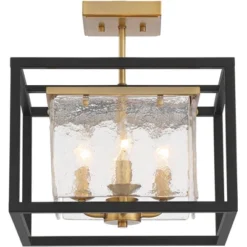 Possini Euro Design Liston Modern Ceiling Light Semi Flush Mount Fixture 14" Wide Black Brass 4-Light Ice Glass Panels For Bedroom Kitchen Living Room 8 Possini Euro Design Liston Modern Ceiling Light Semi Flush Mount Fixture 14" Wide Black Brass 4-Light Ice Glass Panels For Bedroom Kitchen Living Room -Adesso Shop GUEST 34562e59 7a95 4991 9709 d1adb6b3c6af
