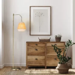 66" Lucia Brass Metal And Rattan Coastal Floor Lamp - River Of Goods -Adesso Shop GUEST 34fe738b bdd5 4a02 88ad 5bc85ca05a51