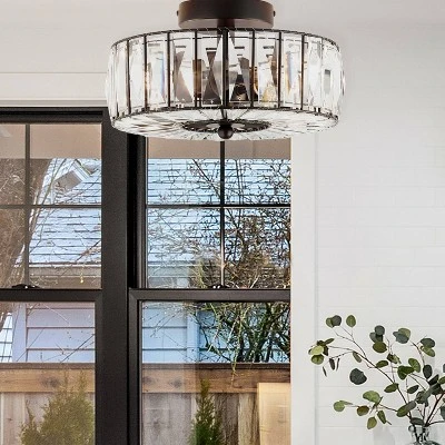 11.5" Crystalline Semi-Flush Mount Pendant Clear - River Of Goods 3 11.5" Crystalline Semi-Flush Mount Pendant Clear - River Of Goods - Image 3