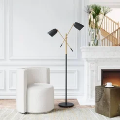 71" Retro Modern Floor Lamp (Includes Light Bulb) Matte Black/Brass - ZM Home -Adesso Shop GUEST 3613ec1a 5d0b 4866 a8bf 013e605674ed