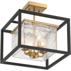 Possini Euro Design Liston Modern Ceiling Light Semi Flush Mount Fixture 14" Wide Black Brass 4-Light Ice Glass Panels For Bedroom Kitchen Living Room 7 Possini Euro Design Liston Modern Ceiling Light Semi Flush Mount Fixture 14" Wide Black Brass 4-Light Ice Glass Panels For Bedroom Kitchen Living Room -Adesso Shop GUEST 3652380e 68b9 4c64 908c 0a022ee464fe