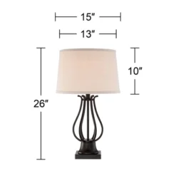 Regency Hill Hadley Modern Table Lamps Set Of 2 26" High Bronze With AC Power Outlet Light Brown Drum Shade For Bedroom Living Room Bedside House Desk -Adesso Shop GUEST 3652e836 85f6 49b8 963f 79d2d17dcd6b
