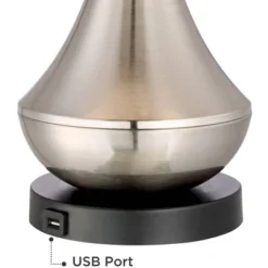 360 Lighting Simon Modern Table Lamps Set Of 2 With Square Risers 27" Tall Brushed Nickel USB Charging Port White Shade For Bedroom Living Room Desk -Adesso Shop GUEST 367e2101 bf36 4f27 a9f7 b059ed08ad41