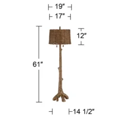 Barnes And Ivy Forrest Sequoia Tree Rustic Country Cottage Floor Lamp 61" Tall Faux Wood Brown Wicker Drum Shade For Living Room Bedroom Office House -Adesso Shop GUEST 36924e08 fa30 41ba 8049 4746c43f9396