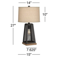 Franklin Iron Works Barris Industrial Table Lamp 26 3/4" High Metal Mesh With Nightlight LED USB Charging Port Burlap Shade For Living Room House Desk 11 Franklin Iron Works Barris Industrial Table Lamp 26 3/4" High Metal Mesh With Nightlight LED USB Charging Port Burlap Shade For Living Room House Desk -Adesso Shop GUEST 36a0d479 9b29 491f b80b 6945993ca326