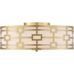 Stiffel Modern Art Deco Ceiling Light Flush Mount Fixture Gold 18" Wide Open Grid Fabric Drum Shade Bedroom Kitchen 8 Stiffel Modern Art Deco Ceiling Light Flush Mount Fixture Gold 18" Wide Open Grid Fabric Drum Shade Bedroom Kitchen -Adesso Shop GUEST 36b47bb7 e942 4c62 8c55 dcbb827a6fa8
