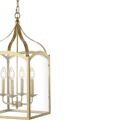 11" LED 4-light Ruth Classic Lantern Metal/Glass Pendant Antique Gold - JONATHAN Y 4 11" LED 4-light Ruth Classic Lantern Metal/Glass Pendant Antique Gold - JONATHAN Y - Image 4