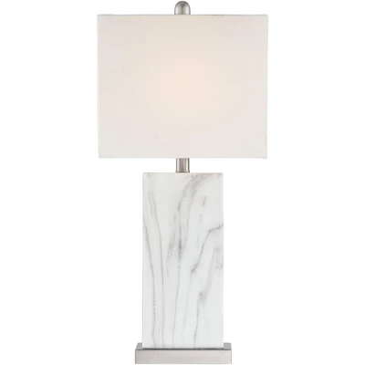 360 Lighting Connie Modern Table Lamps 25" High Set Of 2 White Faux Marble With USB Charging Ports Rectangular Shade For Living Room Office Desk House 7 360 Lighting Connie Modern Table Lamps 25" High Set Of 2 White Faux Marble With USB Charging Ports Rectangular Shade For Living Room Office Desk House - Image 7