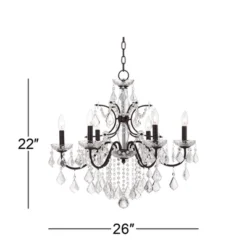 Vienna Full Spectrum DeMallo Dark Bronze Chandelier 26" Wide French Scroll Arm Clear Crystal 6-Light Fixture For Dining Room Home Foyer Kitchen Island -Adesso Shop GUEST 382d62ac b973 4b7b bb90 03c9cb6df504
