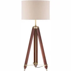 Possini Euro Design Serveyor Modern 57 1/2" Tall Tripod Floor Lamp Smart Socket Cherry Wood Brass Adjustable Beige Shade For Living Room -Adesso Shop GUEST 38b1c3f2 5b8d 4ba5 8947 0896c5f5dd57