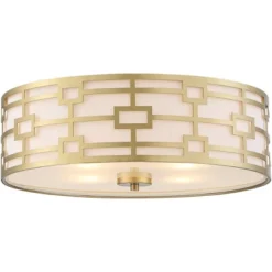 Stiffel Modern Art Deco Ceiling Light Flush Mount Fixture Gold 18" Wide Open Grid Fabric Drum Shade Bedroom Kitchen 9 Stiffel Modern Art Deco Ceiling Light Flush Mount Fixture Gold 18" Wide Open Grid Fabric Drum Shade Bedroom Kitchen -Adesso Shop GUEST 396d7ba0 8861 465e 9050 1f12ff78f05a
