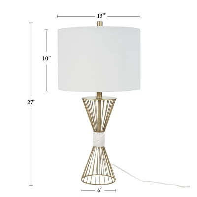27" Gold Metal Wire With Marble Table Lamp - Nourison 5 27" Gold Metal Wire With Marble Table Lamp - Nourison - Image 5