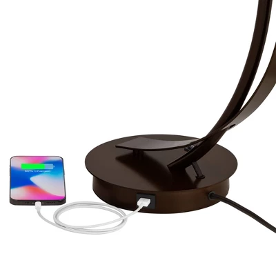 Possini Euro Design Modern Accent Table Lamp With USB Port Filament LED 22.5" High Bronze Metal Glass Dome Shade For Living Room Desk Bedroom 3 Possini Euro Design Modern Accent Table Lamp With USB Port Filament LED 22.5" High Bronze Metal Glass Dome Shade For Living Room Desk Bedroom - Image 3