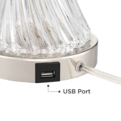 Regency Hill Luca Modern Table Lamps Set Of 2 25 1/2" High Twisted Glass With USB Charging Port Blue Shirred Shade For Bedroom Living Room Desk Office -Adesso Shop GUEST 3a14f747 7c88 4af6 86bb 0b7347b6f7c6 1