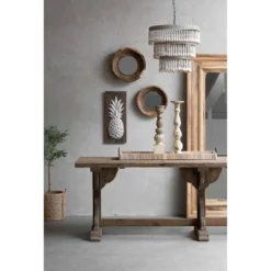 3-Tier Round Metal Chandelier With 3 Lights And Hanging Wood Beads Cream - Storied Home -Adesso Shop GUEST 3a254815 b9a2 41b9 8059 aad664ce6794