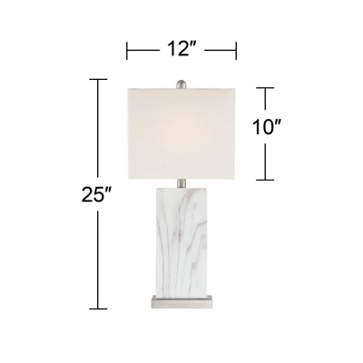 360 Lighting Connie Modern Table Lamps 25" High Set Of 2 White Faux Marble With USB Charging Ports Rectangular Shade For Living Room Office Desk House 5 360 Lighting Connie Modern Table Lamps 25" High Set Of 2 White Faux Marble With USB Charging Ports Rectangular Shade For Living Room Office Desk House - Image 5