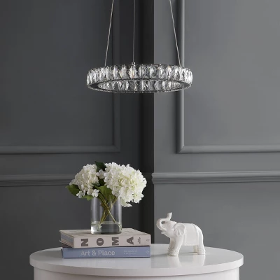 15.75" Metal/Crystal Adjustable Reese Pendant (Includes Energy Efficient Light Bulb) Chrome - JONATHAN Y 2 15.75" Metal/Crystal Adjustable Reese Pendant (Includes Energy Efficient Light Bulb) Chrome - JONATHAN Y - Image 2