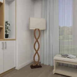 Rustic Jute Floor Lamp Brown - Olivia & May -Adesso Shop GUEST 3b210388 94e3 40f7 be74 d810fec5d50b