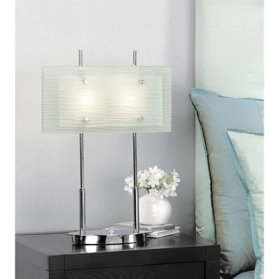 Possini Euro Design Charles Street Modern Desk Lamp 23" High Chrome Satin Nickel Frosted Slump Glass Shade For Bedroom Living Room Bedside Nightstand 6 Possini Euro Design Charles Street Modern Desk Lamp 23" High Chrome Satin Nickel Frosted Slump Glass Shade For Bedroom Living Room Bedside Nightstand - Image 6
