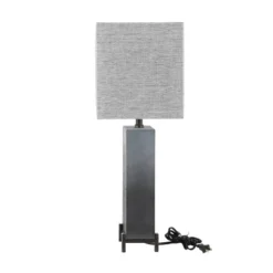 Polystone Table Lamp With Square Shade Gray - Olivia & May -Adesso Shop GUEST 3c549a49 9d75 427e ba18 f61221bf92d9