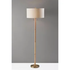 Madeline Floor Lamp Natural Rubberwood Antique Brass - Adesso -Adesso Shop GUEST 3c57c3b8 aac3 488e ac54 d2eede3b7e9d