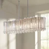 Possini Euro Design Mirabell Chrome Linear Island Pendant Chandelier 34" Wide Modern LED Clear Glass Crystal 6-Light Fixture For Dining Room Kitchen