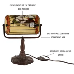 Hasting Home Tiffany-Style Stained Glass Butterfly Bankers Lamp -Adesso Shop GUEST 3daa5666 bdc4 4e2a 8e11 526551a7958c